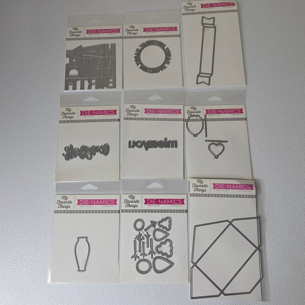 NEW My Favorite Things Die-namics Steel Dies Lot 9 Birthday Miss You Crafting
